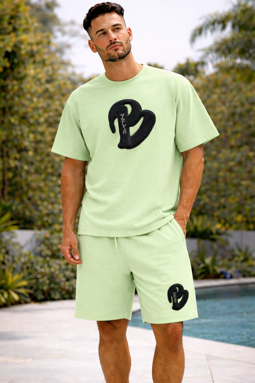 MENS MINT BIG B OVERSIZED SHORTS SET