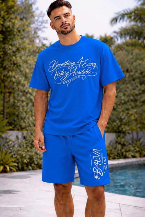 ADULTS ROYAL BLUE ACID DRY B4EVA SIGNATURE SHORT SET