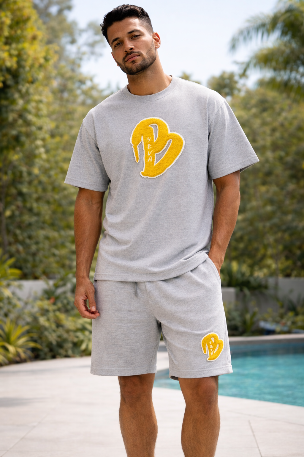 ADULTS HEATHER GREY BIG B OVERSIZED SUMMER SET