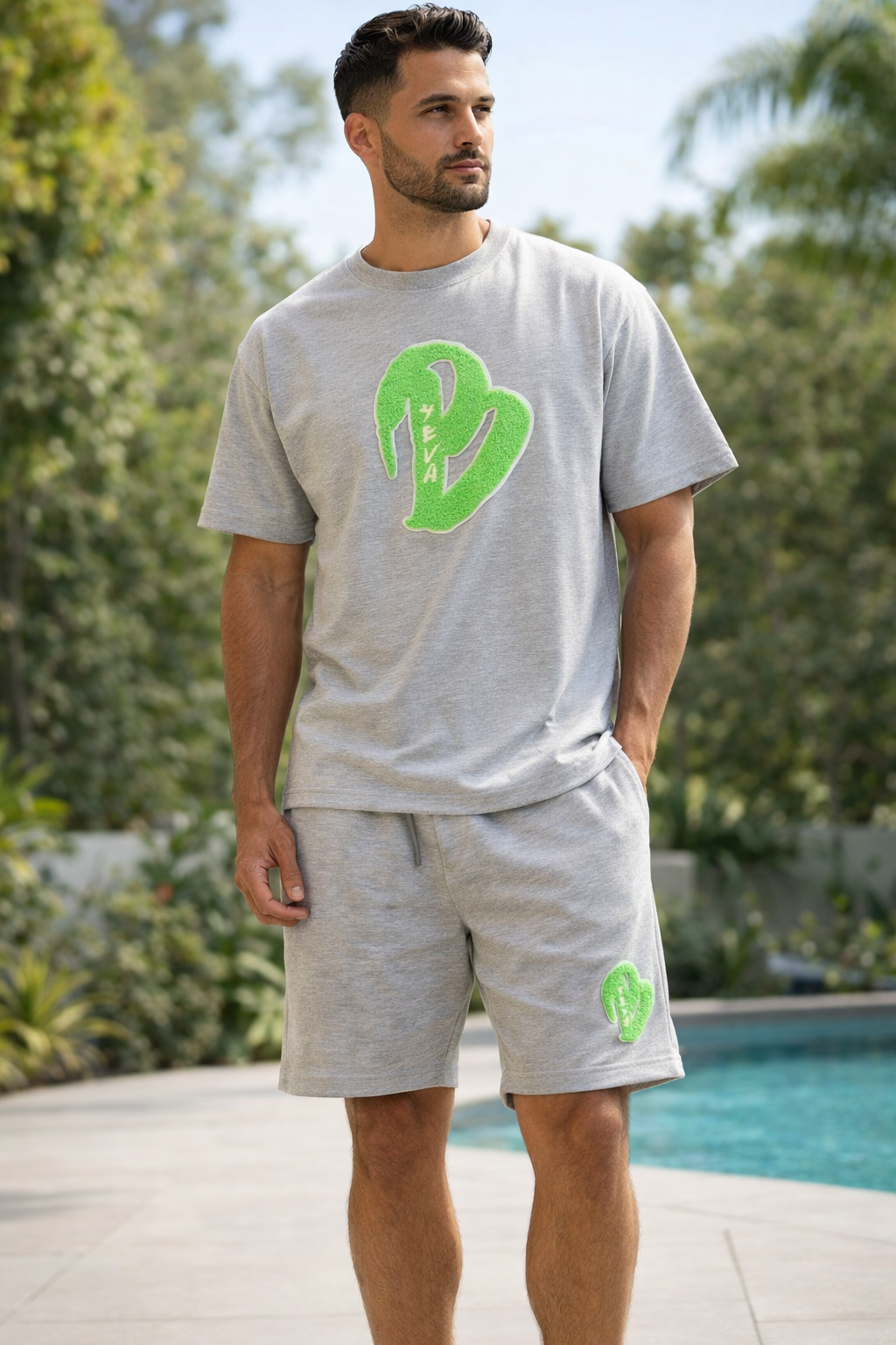 ADULTS HEATHER GREY BIG B OVERSIZED SUMMER SET