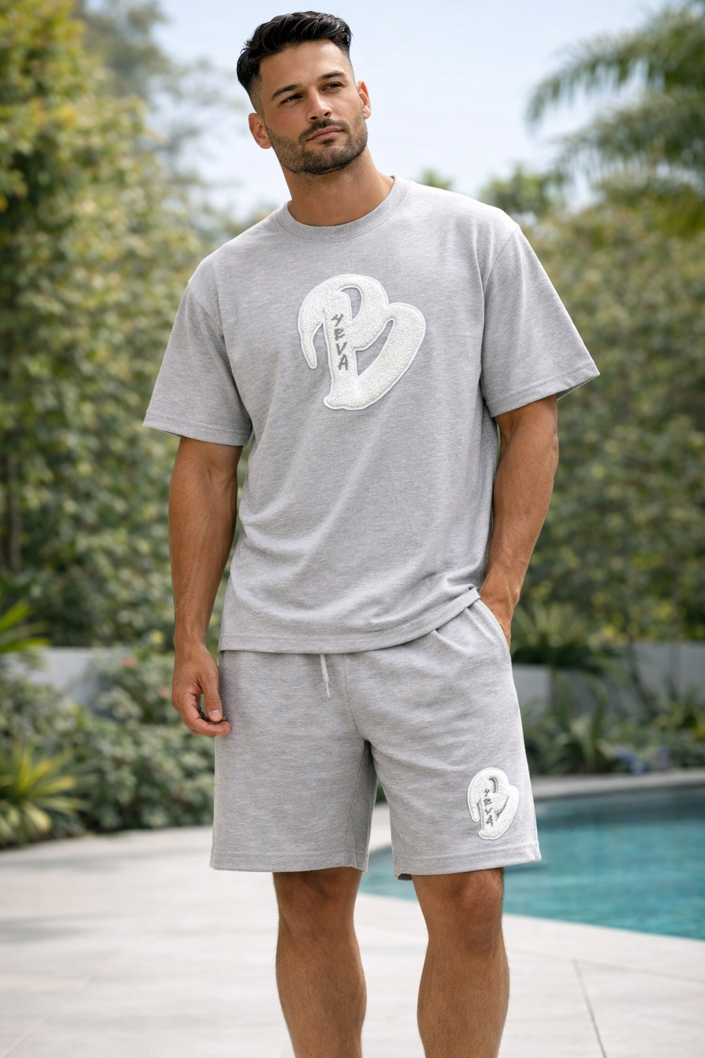 ADULTS HEATHER GREY BIG B OVERSIZED SUMMER SET