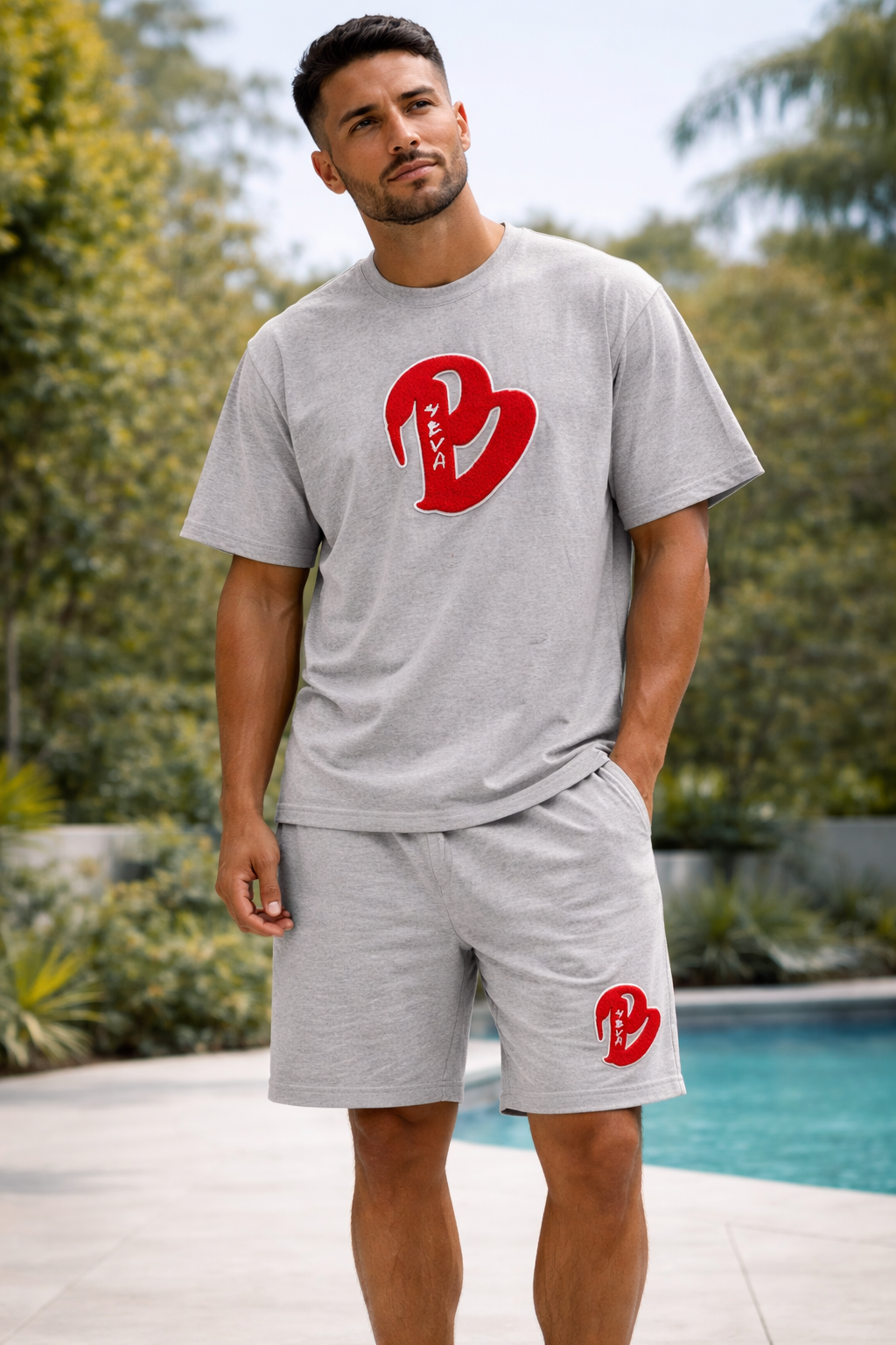 ADULTS HEATHER GREY BIG B OVERSIZED SUMMER SET