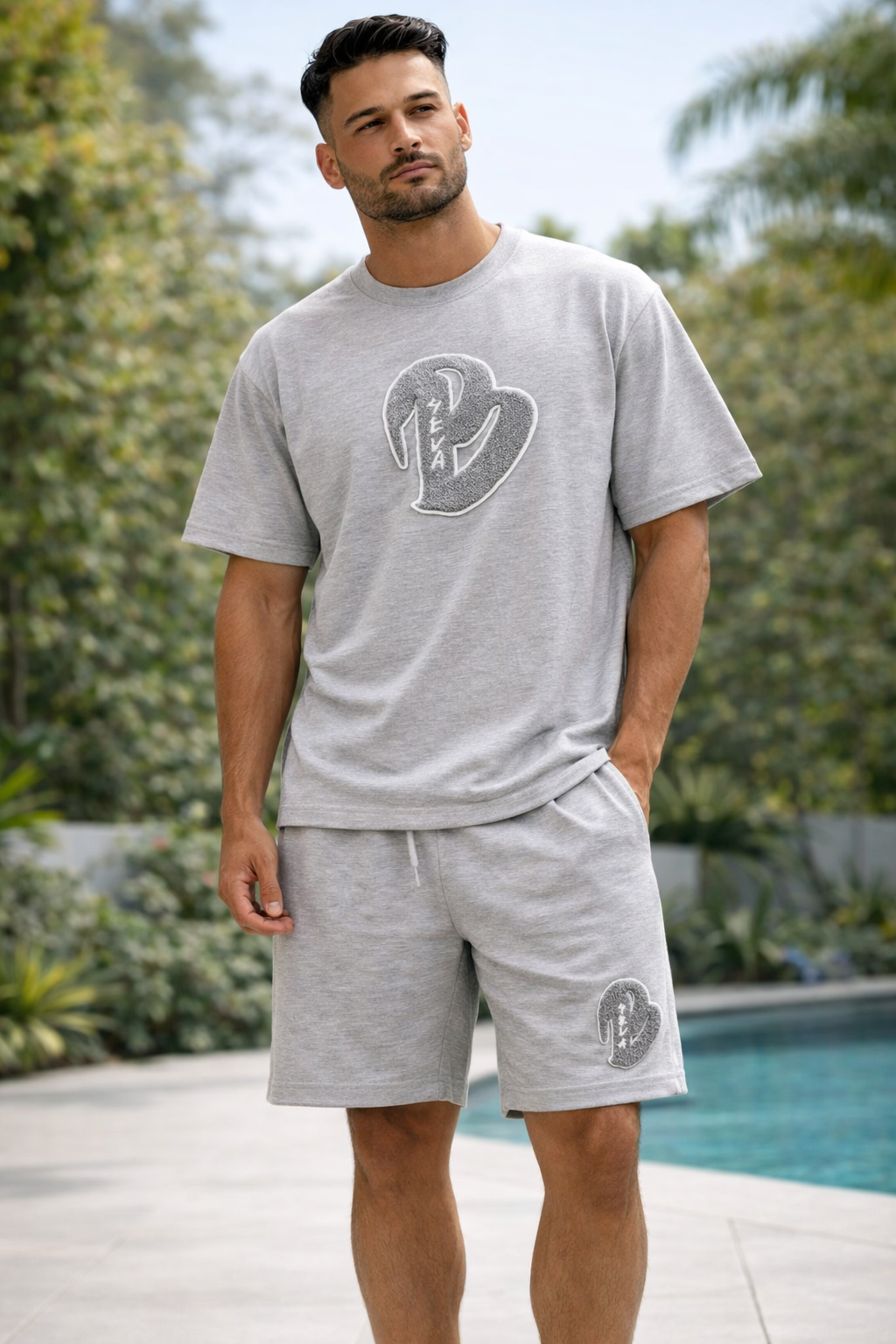 ADULTS HEATHER GREY BIG B OVERSIZED SUMMER SET