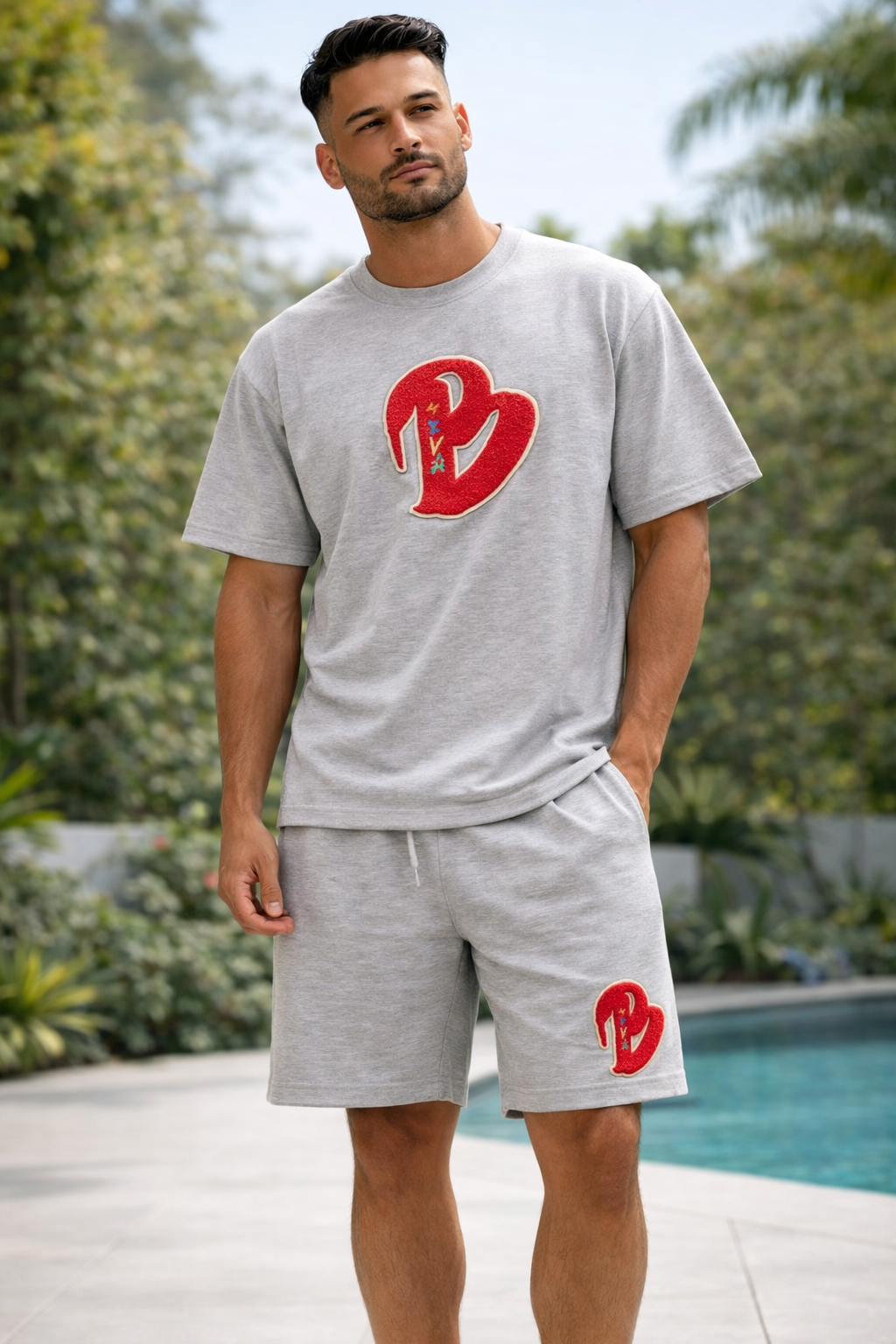 ADULTS HEATHER GREY BIG B OVERSIZED SUMMER SET