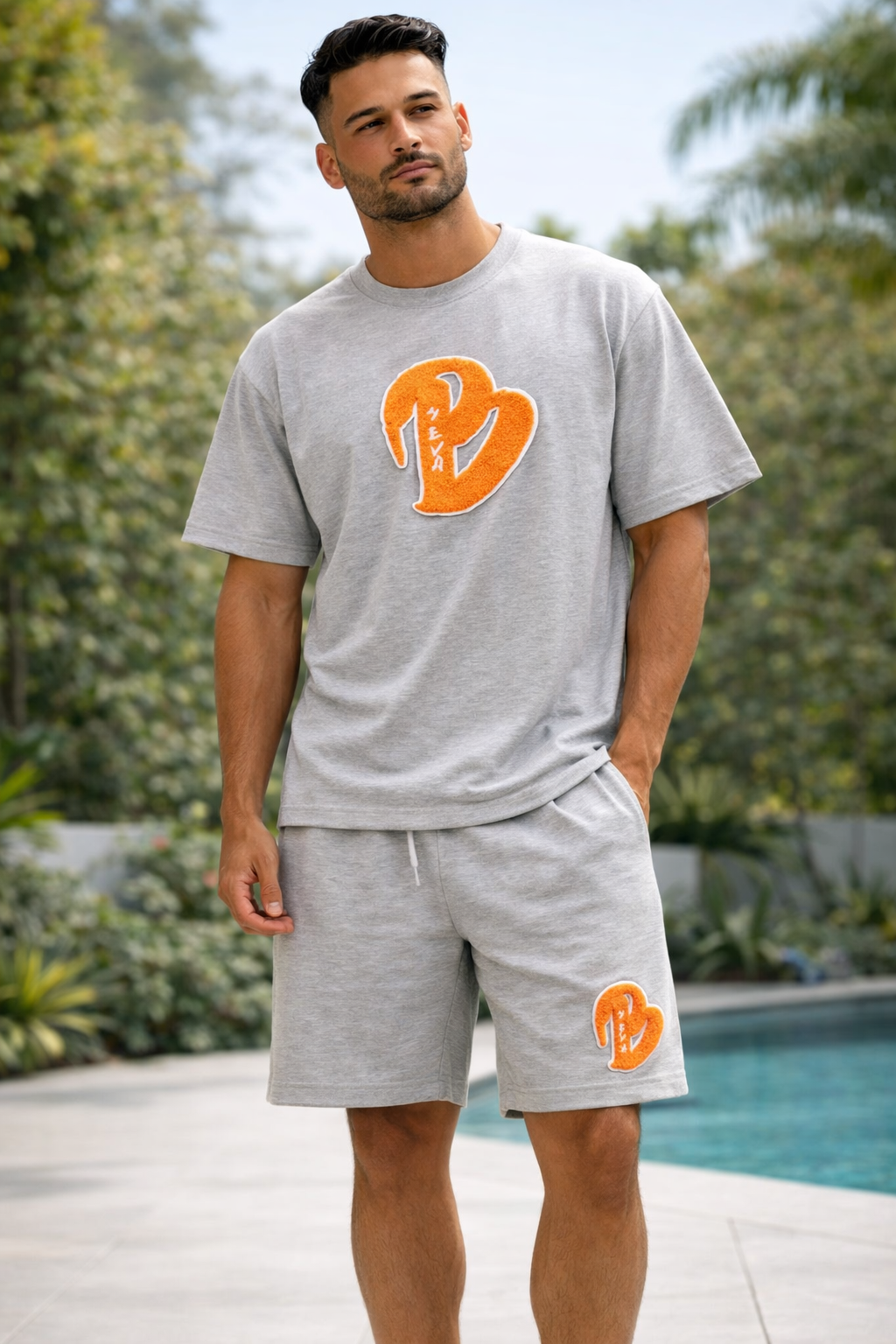 ADULTS HEATHER GREY BIG B OVERSIZED SUMMER SET