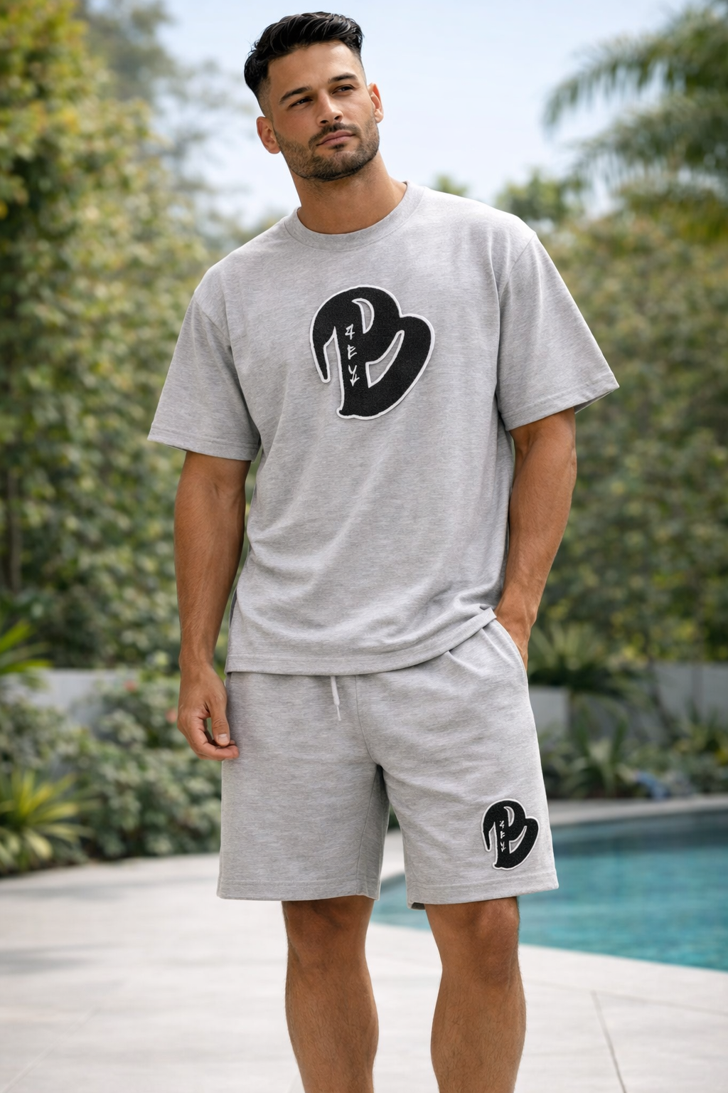 ADULTS HEATHER GREY BIG B OVERSIZED SUMMER SET