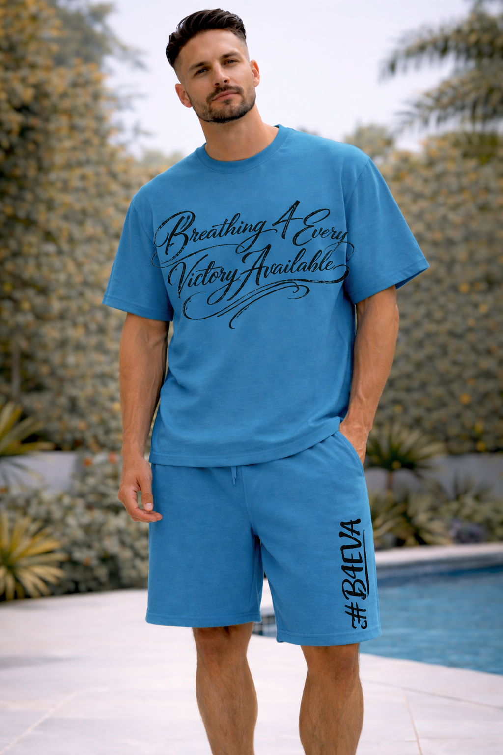 ADULTS RARE BLUE B4EVA SIGNATURE OVERSIZED SHORTS SET