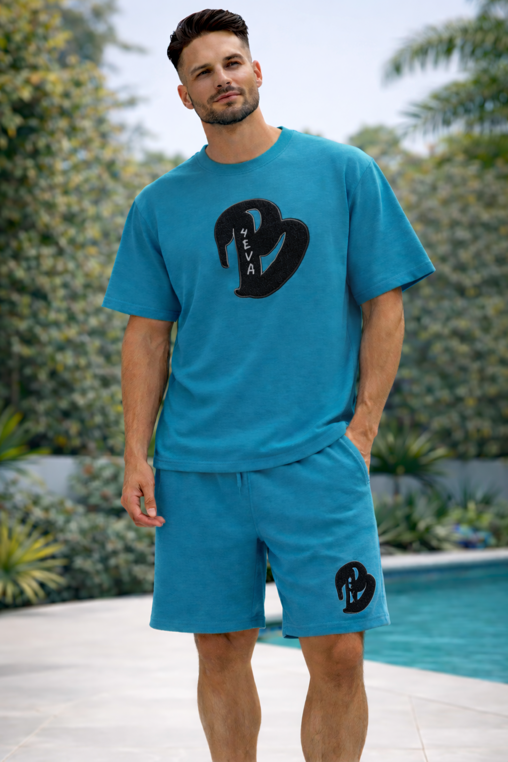 ADULTS RARE BLUE BIG B OVERSIZED SHORTS SET