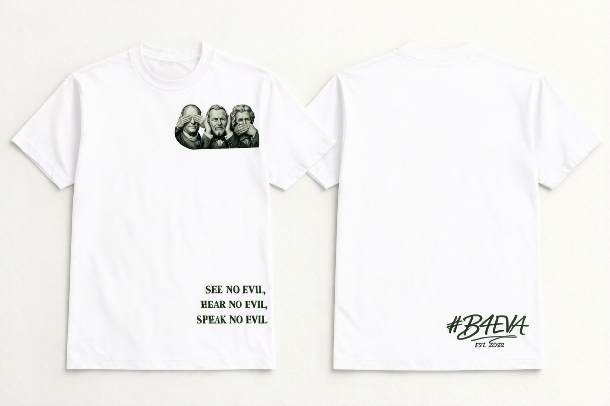 SEE NO EVIL , HEAR NO EVIL , SPEAK NO EVIL B4EVA TSHIRT