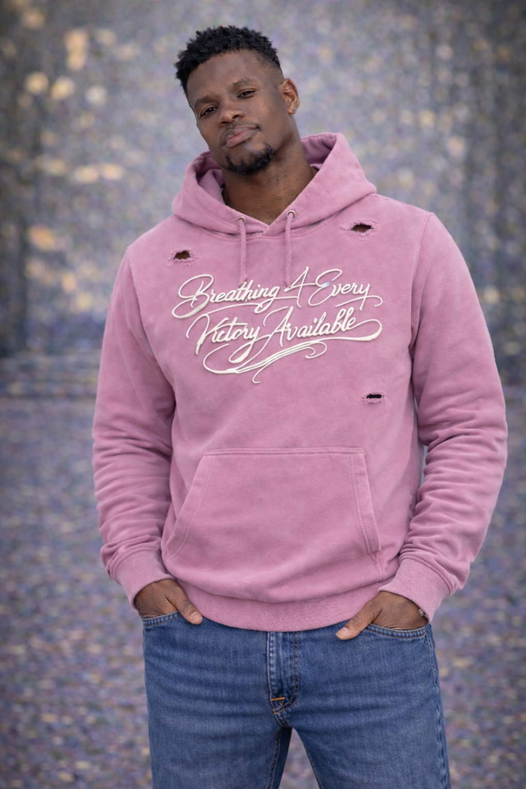 MENS B4EVA SIGNATURE DISTRESSED DOUBLE HOODIE ( CUSTOMIZABLE )