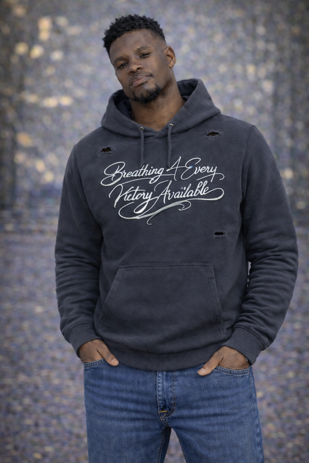 MENS B4EVA SIGNATURE DISTRESSED DOUBLE HOODIE ( CUSTOMIZABLE )