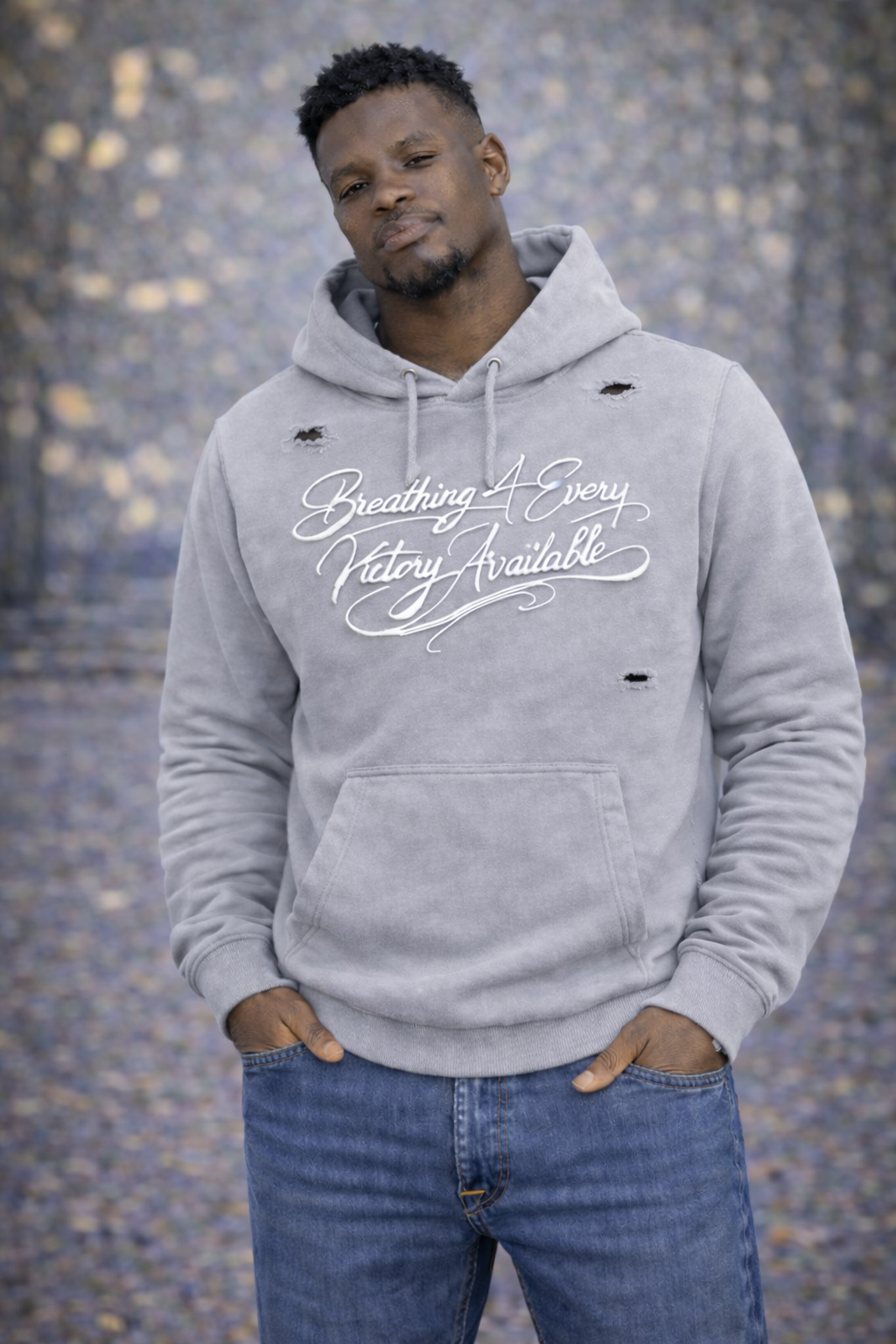 MENS B4EVA SIGNATURE DISTRESSED DOUBLE HOODIE ( CUSTOMIZABLE )