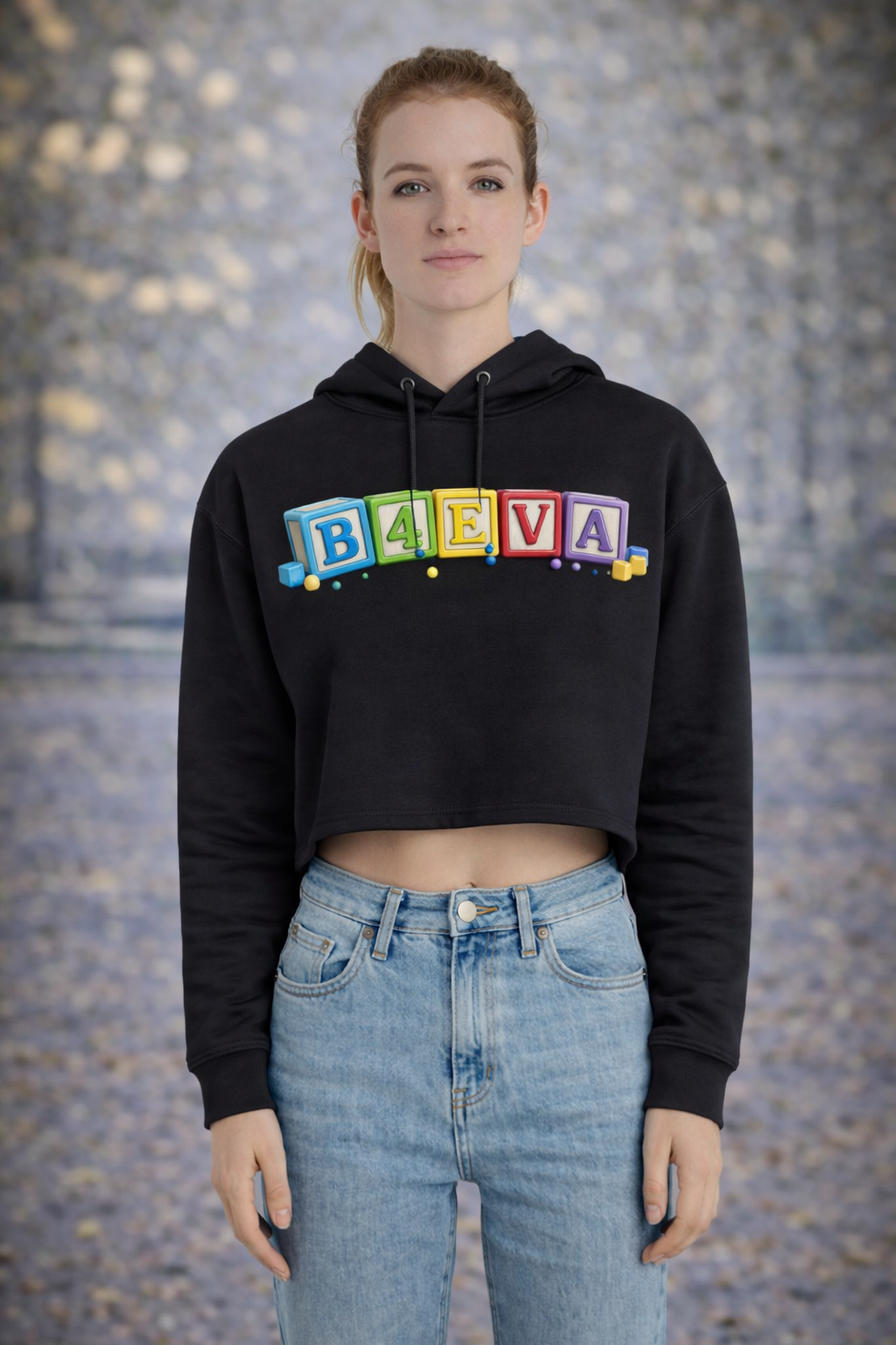 FEMALE B4EVA BLOCKS CROP HOODIE