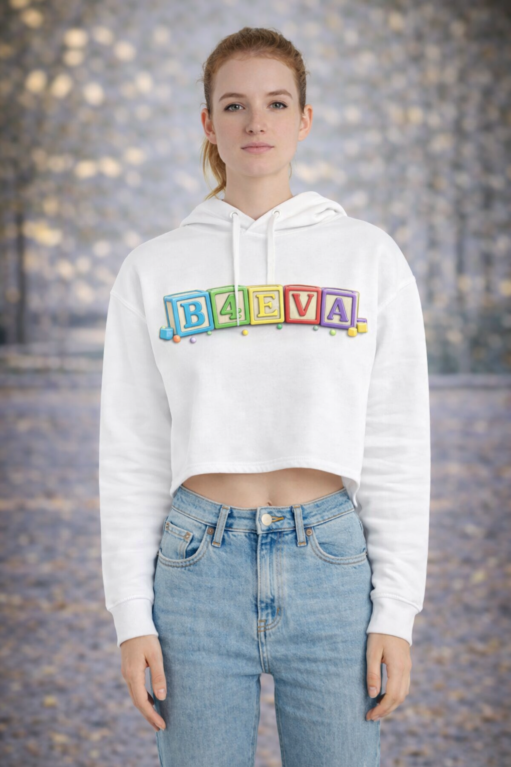 FEMALE B4EVA BLOCKS CROP HOODIE