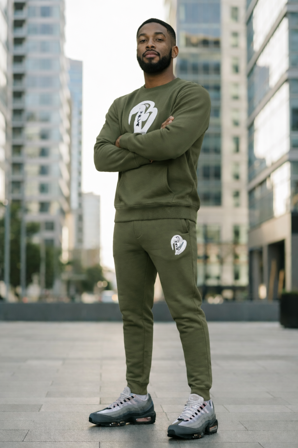 MENS OLIVE BIG B CREWNECK SWEATSUIT