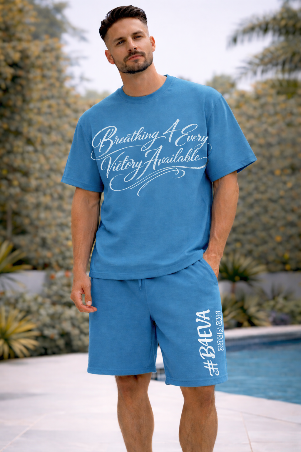 ADULTS RARE BLUE B4EVA SIGNATURE OVERSIZED SHORTS SET