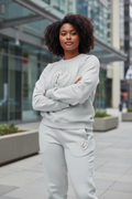 FEMALE GREY BIG B CREWNECK SWEATSUIT