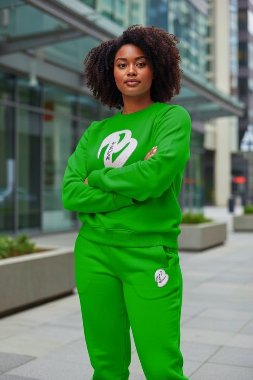FEMALES KELLY GREEN BIG B CREWNECK SWEATSUIT