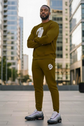 MENS BROWN BIG B CREWNECK SWEATSUIT