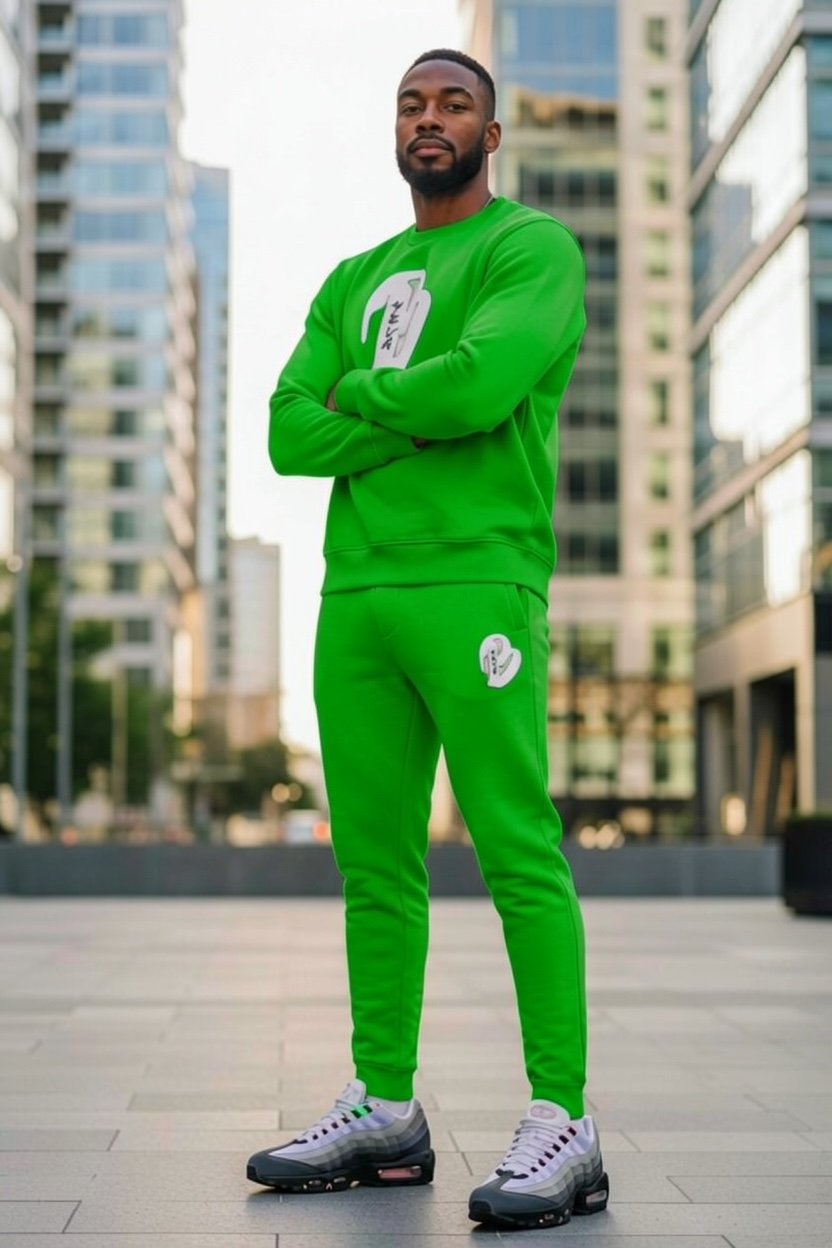 MENS KELLY GREEN BIG B CREWNECK SWEATSUIT