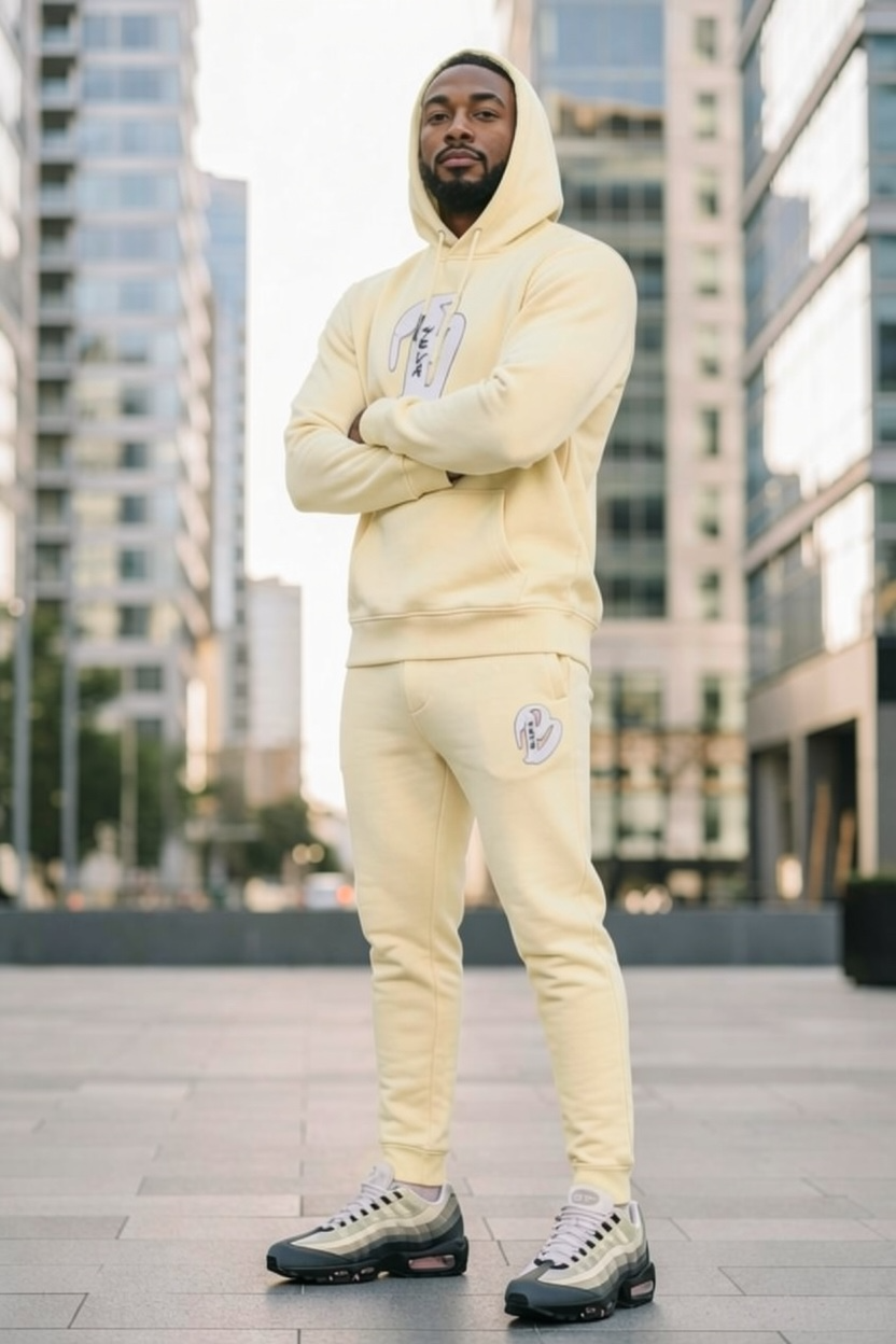 MENS BEIGE BIG B HOODIE SWEATSUIT