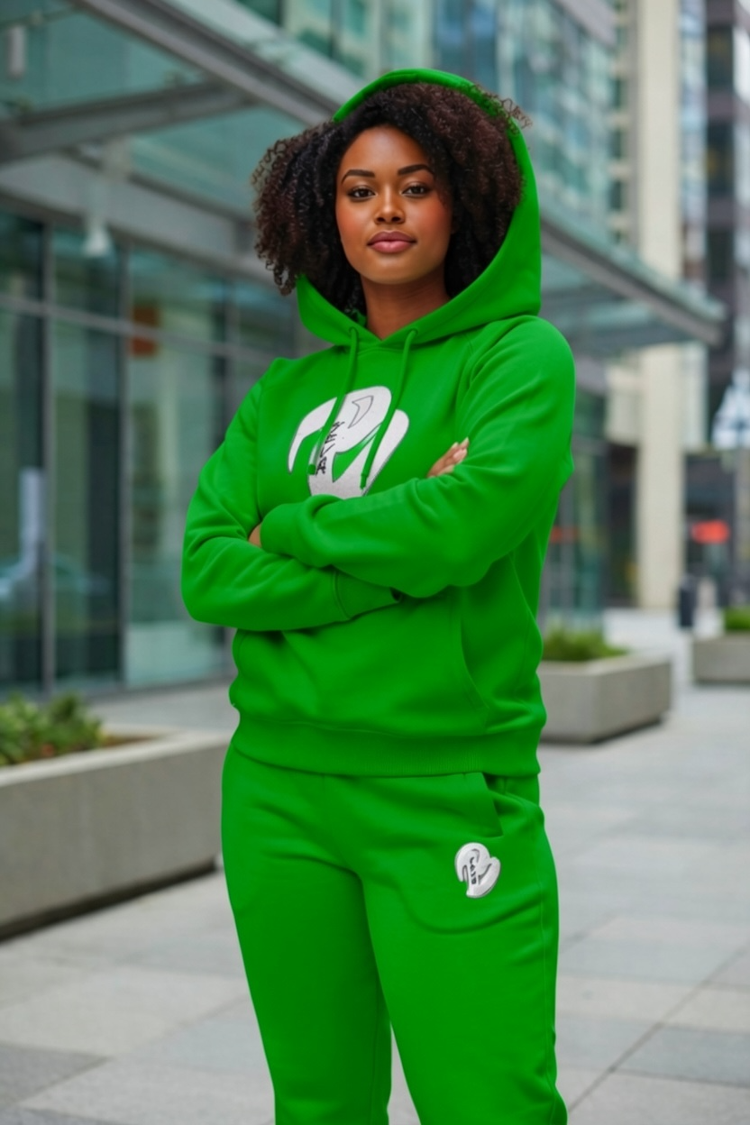 FEMALE KELLY GREEN BIG B HOODIE SWEATSUIT